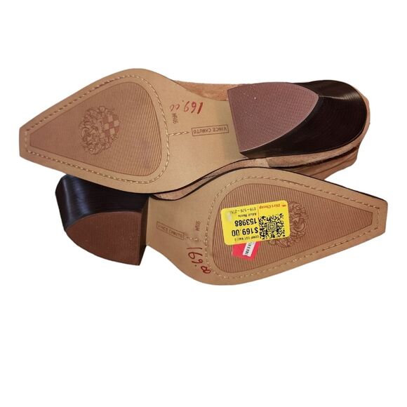 Vince Camuto NWOT Nerlinji Light Cognac Brown Suede Ankle Booties Size 9.5 - Picture 8 of 12